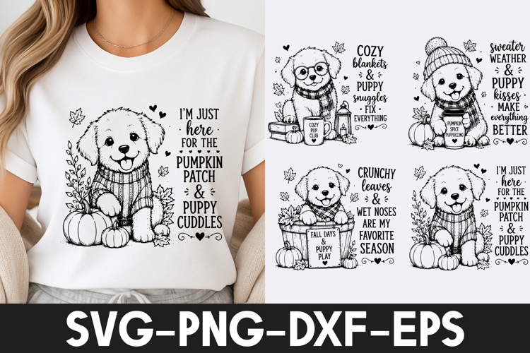Cute Autumn Puppy Quotes SVG PNG