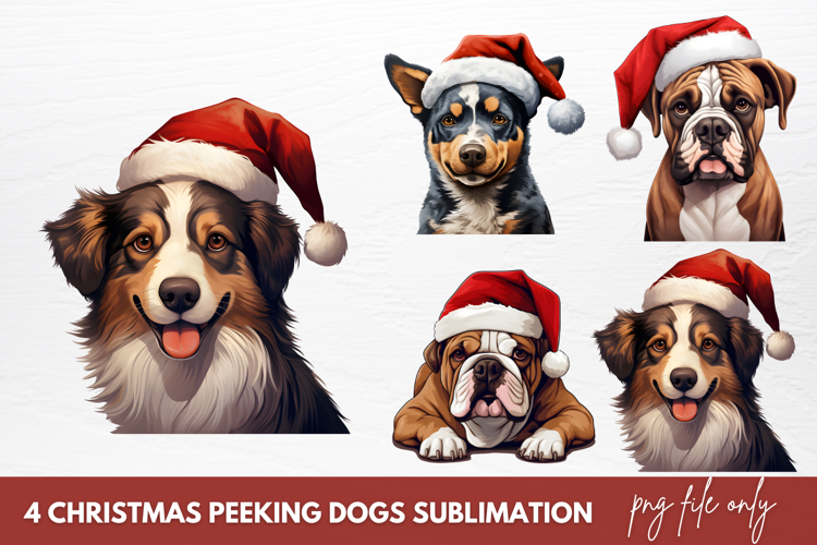 Christmas Peeking Dogs Sublimation Clipart