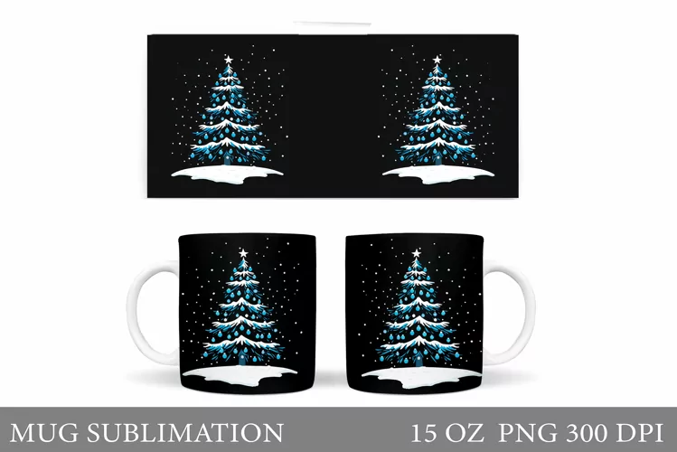 Christmas Tree Mug Sublimation. Christmas Tree Mug Design