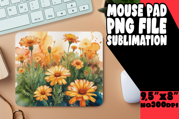 Whimsical Mouse Mat Sublimation, Flowers