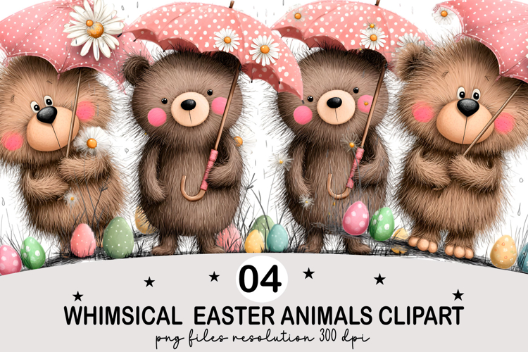 Whimsical Easter Animals Clipart Watercolor png