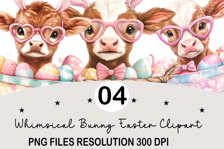 Whimsical Bunny Easter Clipart, Watercolor Easter Bunny PNG