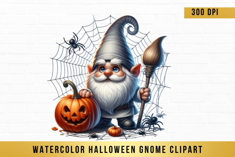 Watercolor Halloween Gnome Clipart, Halloween Gnome png