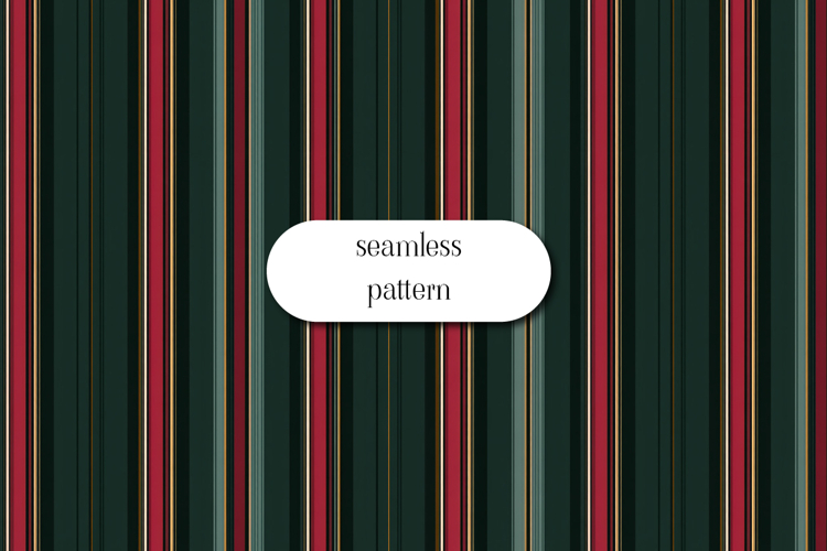 Dark Green Red and Gold Seamless Vertical Striped Pattern