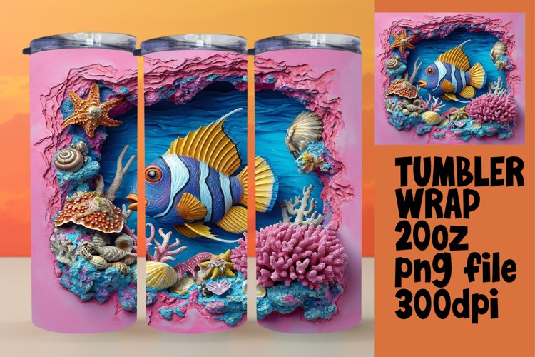 Dive into the Mesmerizing Ocean View - 3D Tumbler example image 1