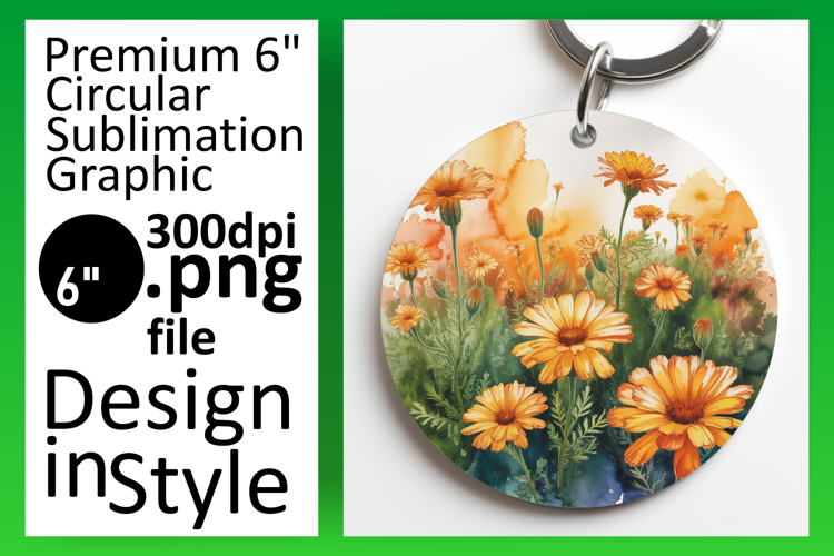 Charming Keychain Circle PNG Artwork , Flowers