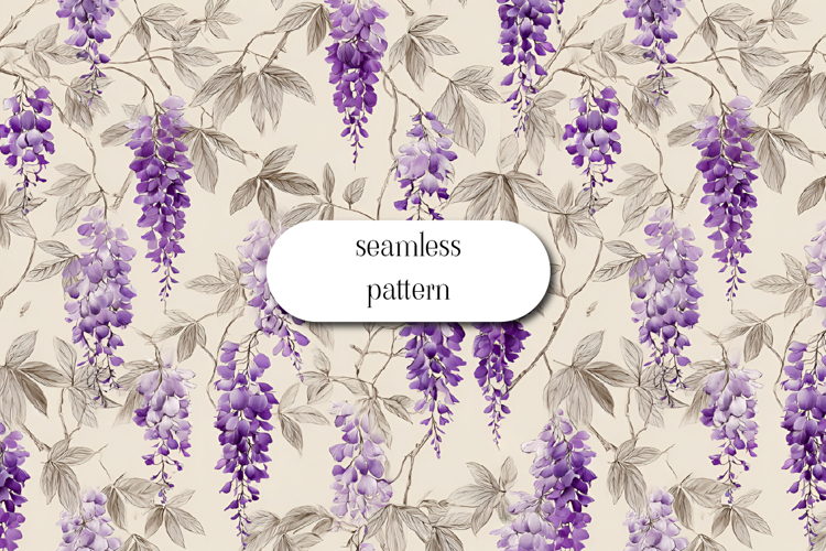 Wisteria Floral Seamless Pattern Elegant Botanical Art