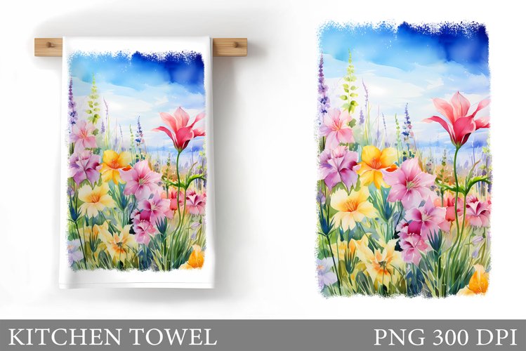 Flowers Kitchen Towel. Wildflowers Kitchen Towel Sublimation example image 1