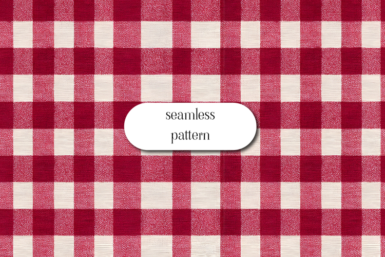 Classic red and white gingham seamless checkered pattern