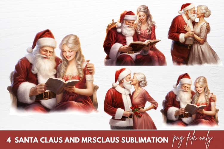 Santa Claus And Mrs Claus Sublimation Clipart