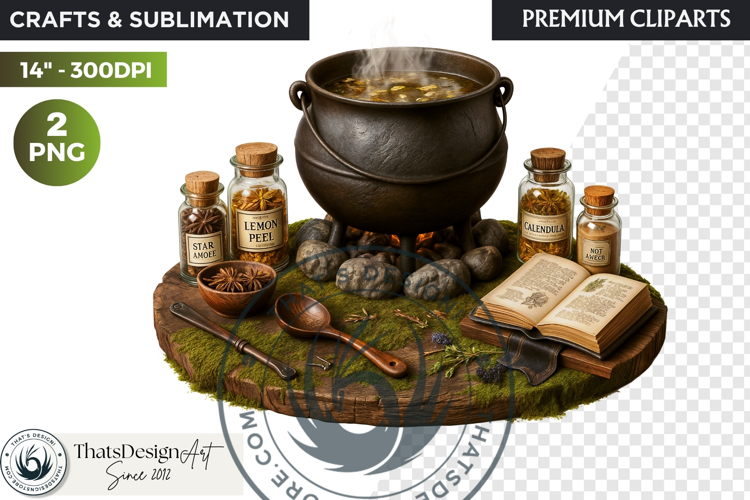 Cosy Witchs Apothecary magic Clipart PNG witchcraft graphic