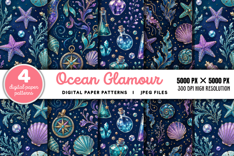 Ocean Glamour Seamless Digital Paper JPG