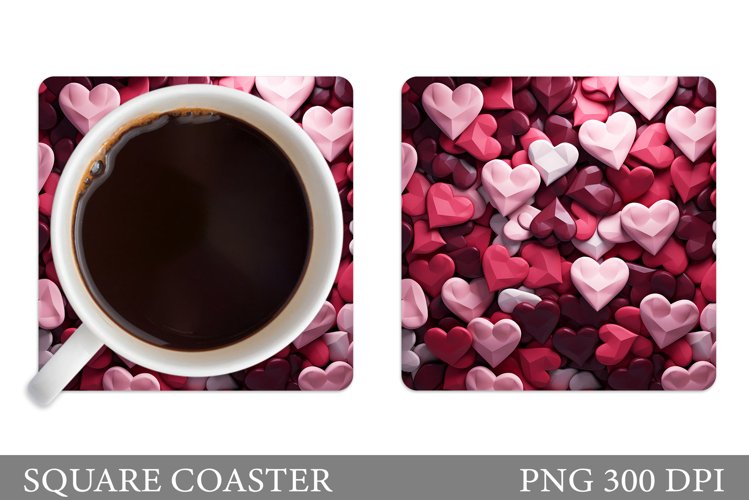 Hearts Coaster Sublimation. 3D Plaster Hearts Coaster