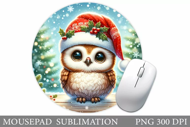 Cute Owl Mouse Pad. Christmas Mouse Pad Design