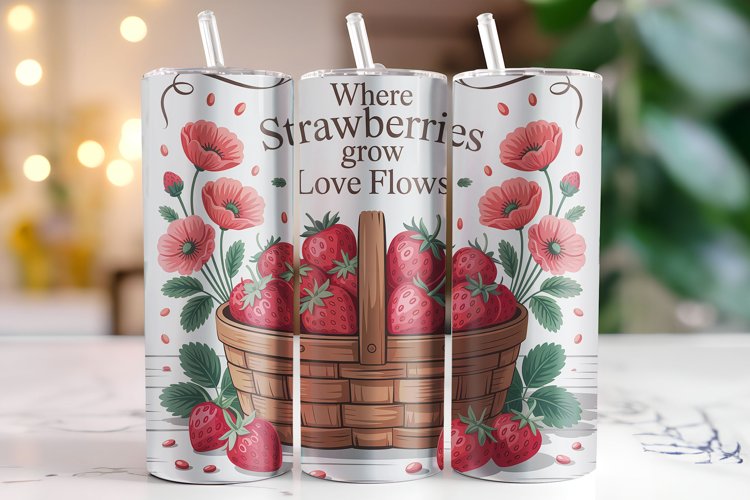 Where Strawberries Grow & Love Flows Tumbler Wrap