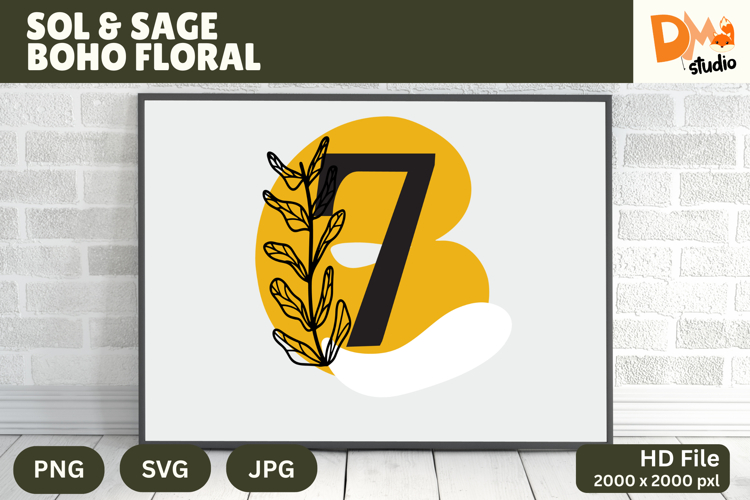 Sol   Sage Boho Floral Monogram