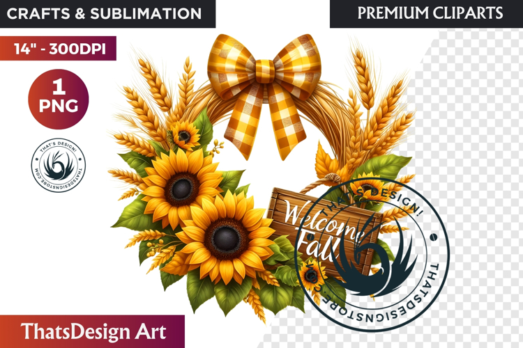 Autumn Harvest Wreath Clipart - Rustic Fall   Thanksgiving