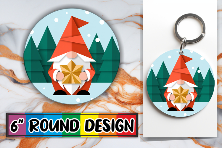 Whimsical Round Design Ornaments PNG, Gnomes