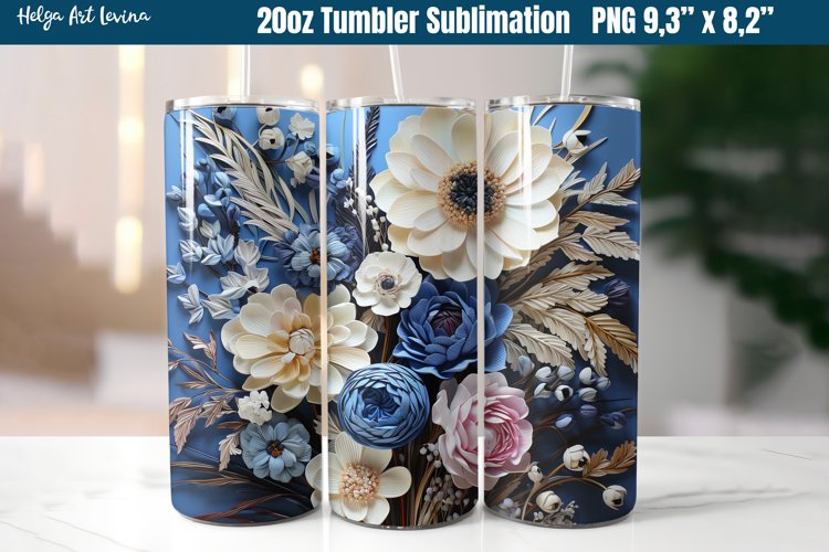 3D Flower 20 OZ Skinny Tumbler Sublimation