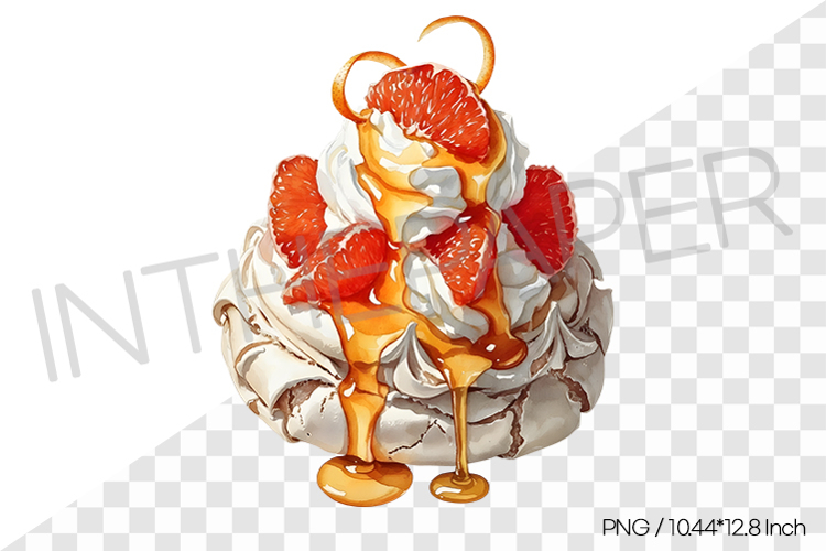 Grapefruit pavlova PNG Clipart Watercolor Dessert Illust