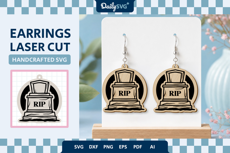 Halloween Tombstone Earrings Laser Cut SVG