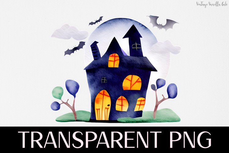 Haunted House - Transparent PNG Halloween Clipart Graphic example image 1