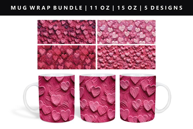 Heart 11oz, 15oz Mug Sublimation | Mug Wrap PNG example image 1