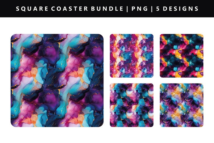 Alcohol Ink Square Coaster Design | Square Coaster PNG