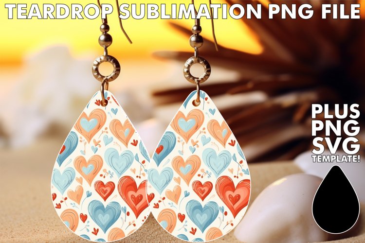 Heartfelt Teardrops: Sublimation Earrings example image 1