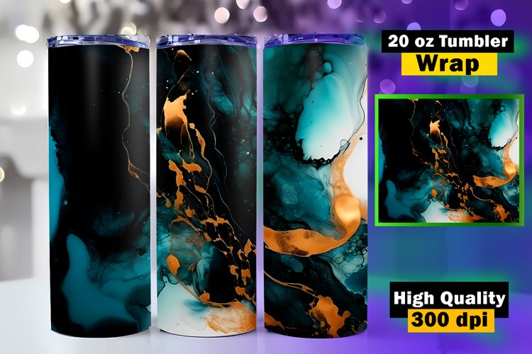 Marble tumbler sublimation. Tumbler wrap Painted tumbler. example image 1