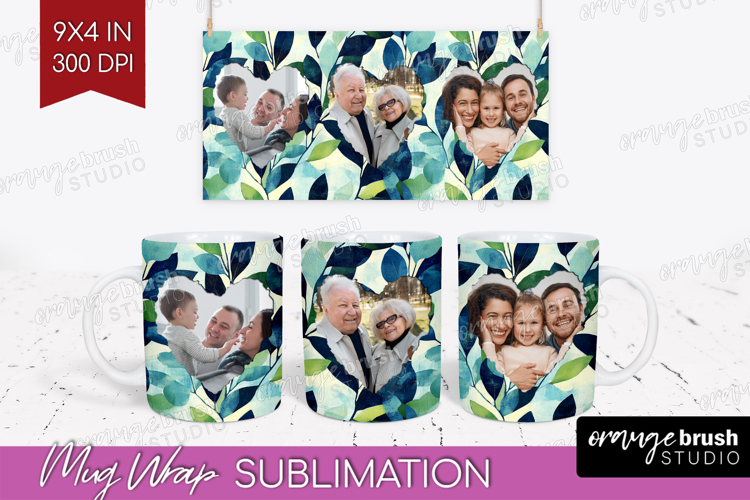 Eucalyptus Photo Mug Wrap PNG - Botanical Picture Frame Mug