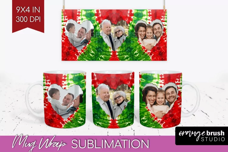 Christmas Photo Frame Mug Wrap - Tie Dye Mug Sublimation