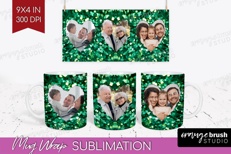 Glitter Photo Mug Wrap PNG - Sparkle Picture Frame Mug