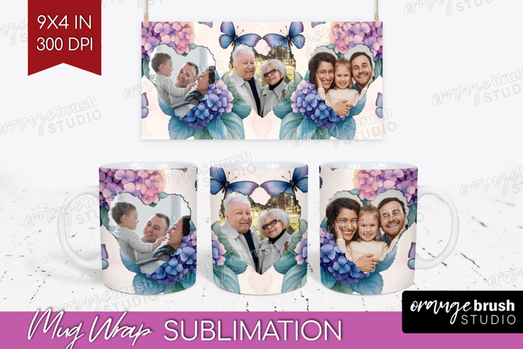 Floral Photo Mug Wrap PNG - Sping Flowers Picture Frame Mug