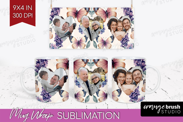 Floral Photo Mug Wrap PNG - Sping Flowers Picture Frame Mug