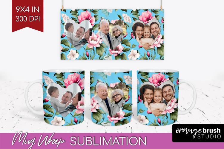 Spring Photo Mug Wrap PNG - Flowers Picture Frame Mug