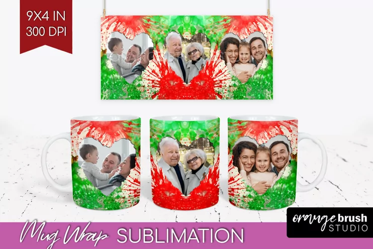 Christmas Photo Frame Mug Wrap - Tie Dye Mug Sublimation