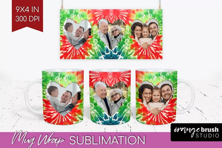 Christmas Photo Frame Mug Wrap - Tie Dye Mug Sublimation