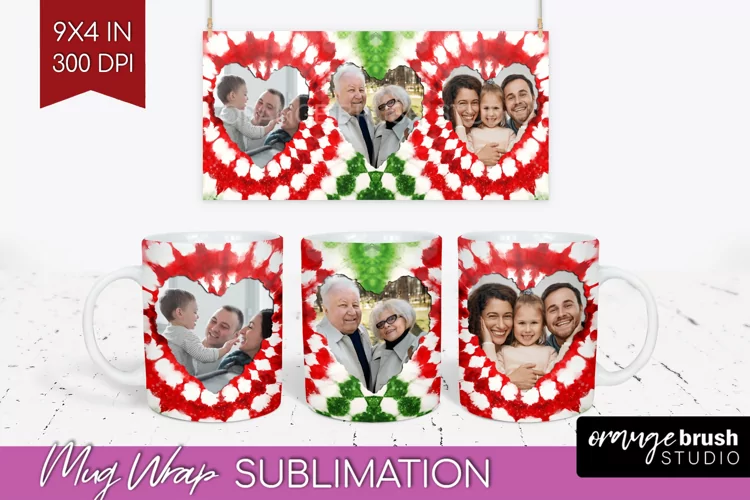 Christmas Photo Frame Mug Wrap - Tie Dye Mug Sublimation