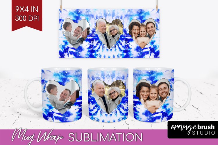 Winter Photo Frame Mug Wrap - Tie Dye Mug Sublimation example image 1