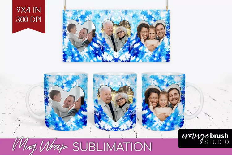 Winter Photo Frame Mug Wrap - Tie Dye Mug Sublimation