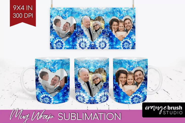 Winter Photo Frame Mug Wrap - Tie Dye Mug Sublimation