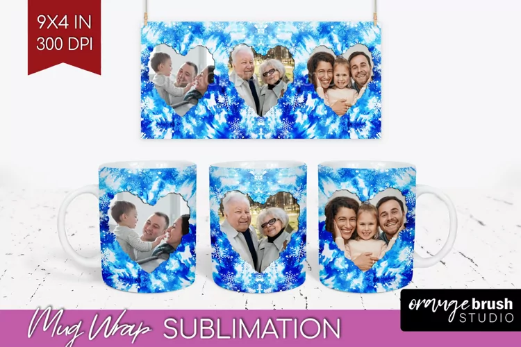 Winter Photo Frame Mug Wrap - Tie Dye Mug Sublimation