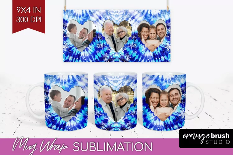 Winter Photo Frame Mug Wrap - Tie Dye Mug Sublimation