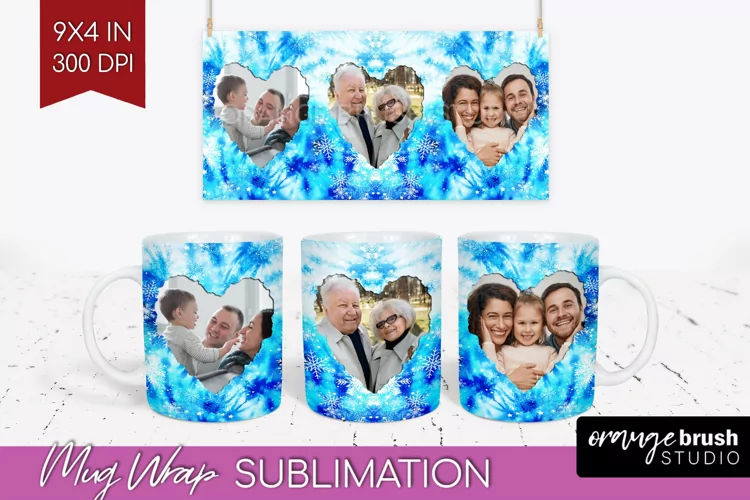 Winter Photo Frame Mug Wrap - Tie Dye Mug Sublimation