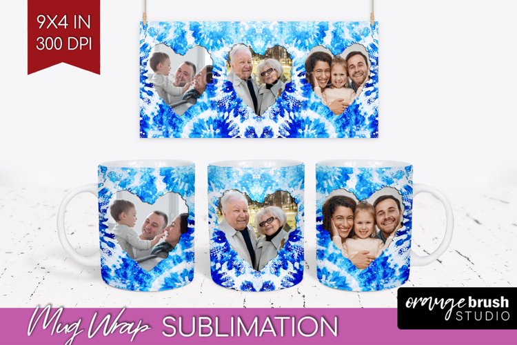 Winter Photo Frame Mug Wrap - Tie Dye Mug Sublimation example image 1