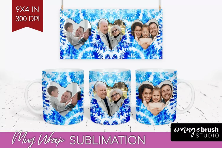 Winter Photo Frame Mug Wrap - Tie Dye Mug Sublimation