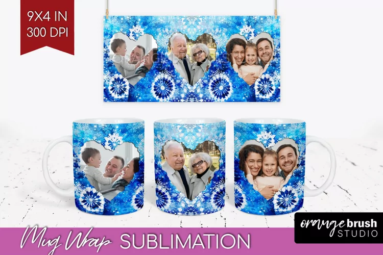 Winter Photo Frame Mug Wrap - Tie Dye Mug Sublimation