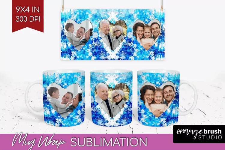 Winter Photo Frame Mug Wrap - Tie Dye Mug Sublimation