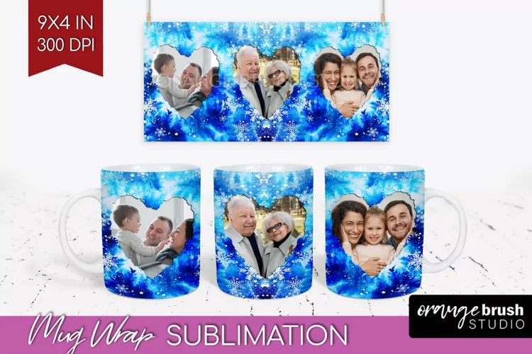 Winter Photo Frame Mug Wrap - Tie Dye Mug Sublimation